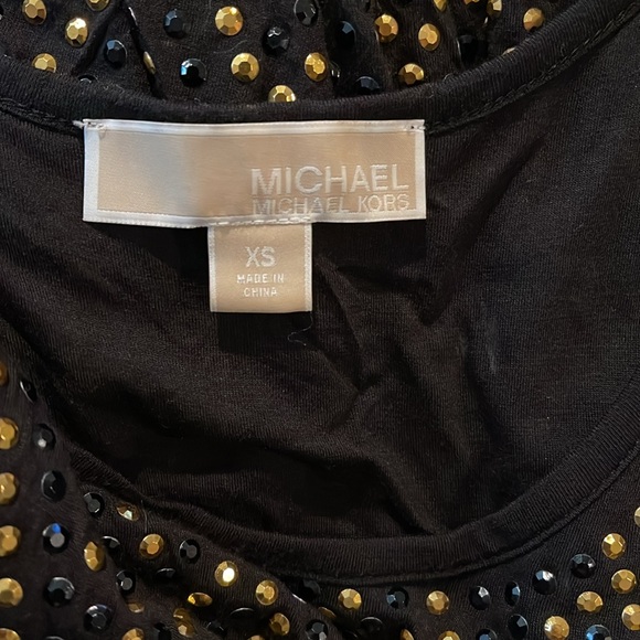 Michael Kors Black Jersey Knit Metallic Studded Sleeveless Midi Dress XS - Picture 3 of 8